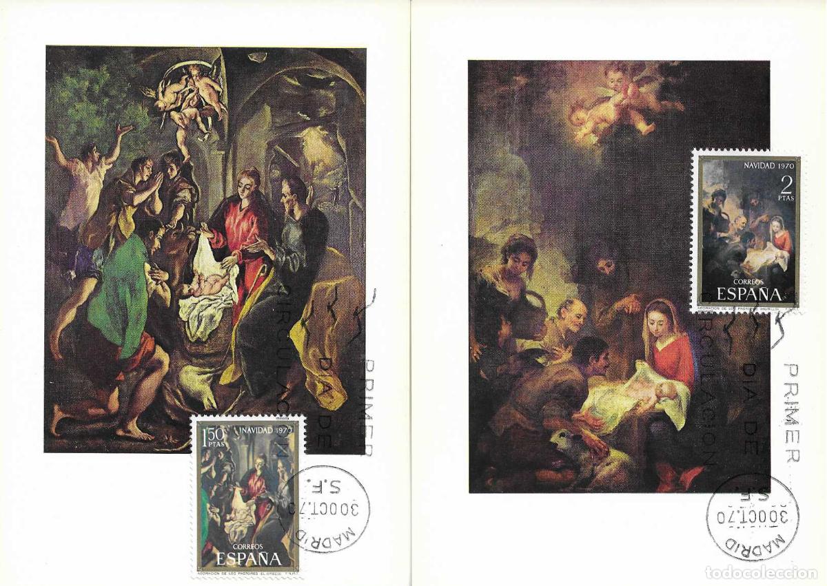Sellos: NAVIDAD 1970 PINTURA GRECO MURILLO (EDIFIL 2002/03) EN DOS TM PD MATASELLOS MADRID RELIGION MPM