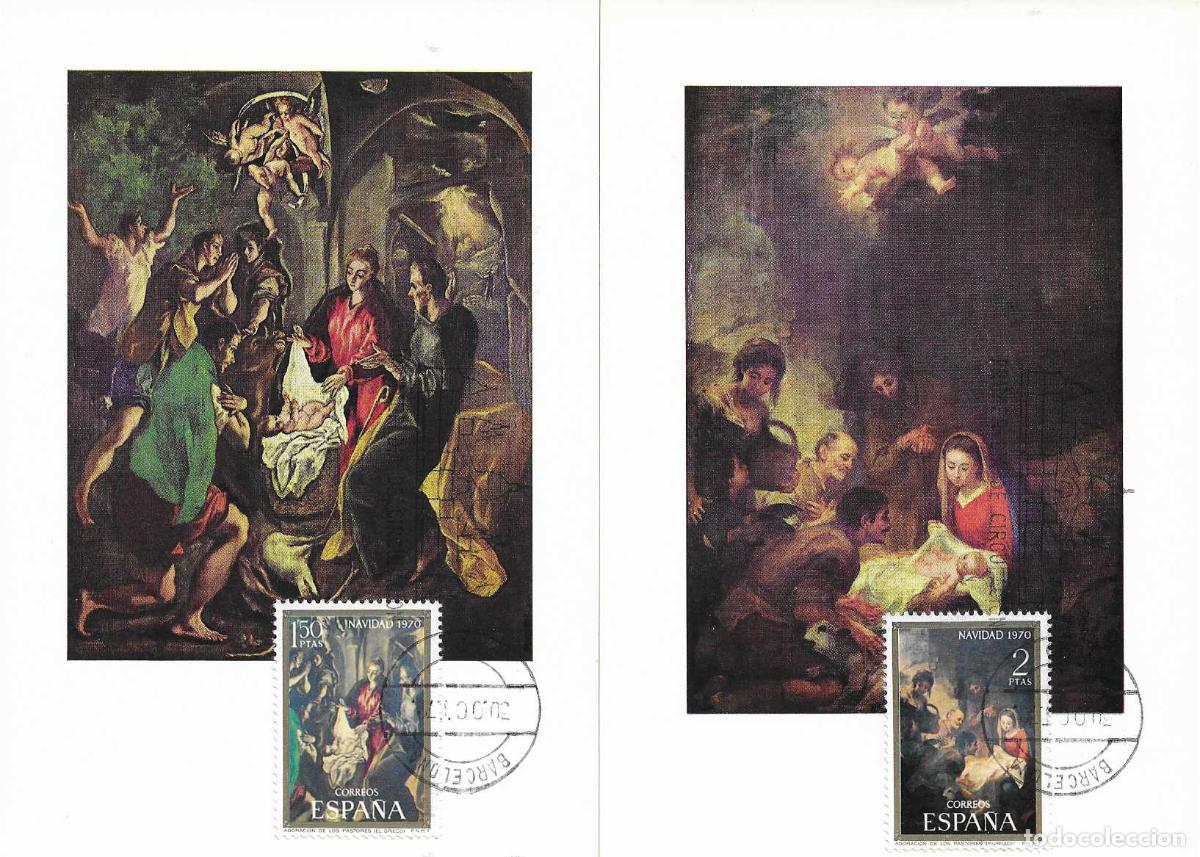Sellos: NAVIDAD 1970 PINTURA GRECO MURILLO (EDIFIL 2002/03) EN DOS TM PD MATASELLOS BARCELONA RELIGION MPM