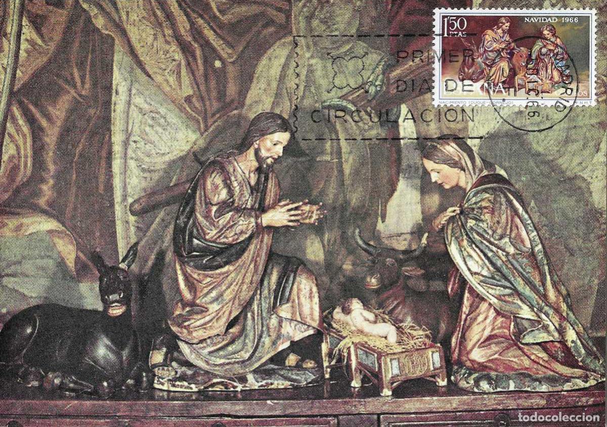 Sellos: NAVIDAD 1966 NACIMIENTO DUQUE DE CORNEJO (EDIFIL 1764) EN TARJETA MAXIMA PRIMER DIA RELIGION MPM