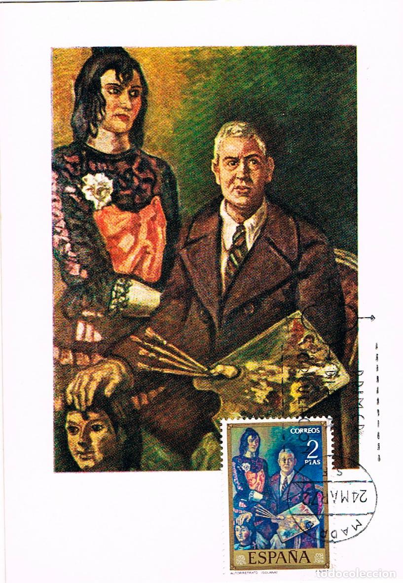 Sellos: EDIFIL 2078, SOLANA: autorretrato, TARJETA MAXIMA DE PRIMER D&Iacute;A DE 24-3-1972
