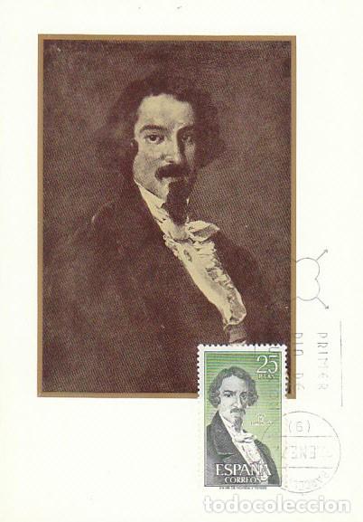 Sellos: EDIFIL 2072, ESPRONCEDA, TARJETA MAXIMA DE PRIMER D&Iacute;A 27-1-1972