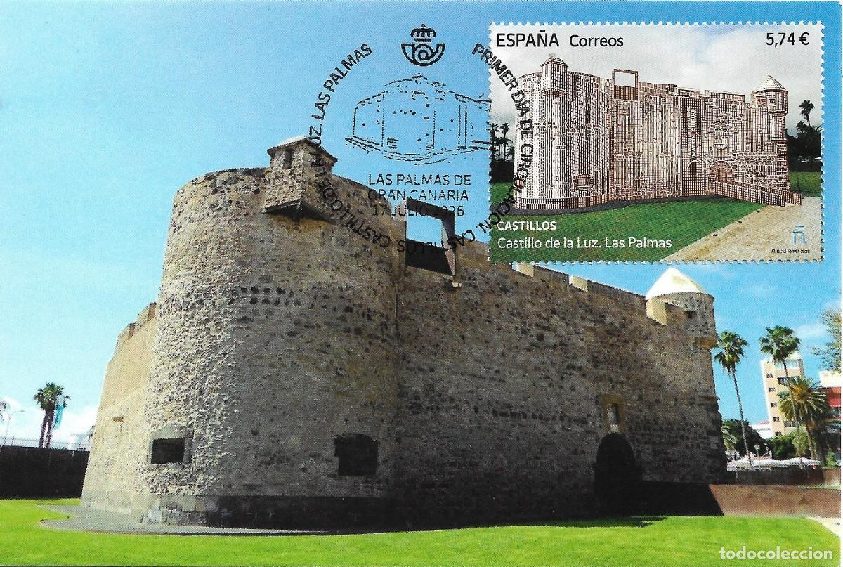 Sellos: ESPA&Ntilde;A. TARJETA MAXIMA PRIMER DIA. CASTILLO DE LA LUZ. LAS PALMAS DE GRAN CANARIA. 2026