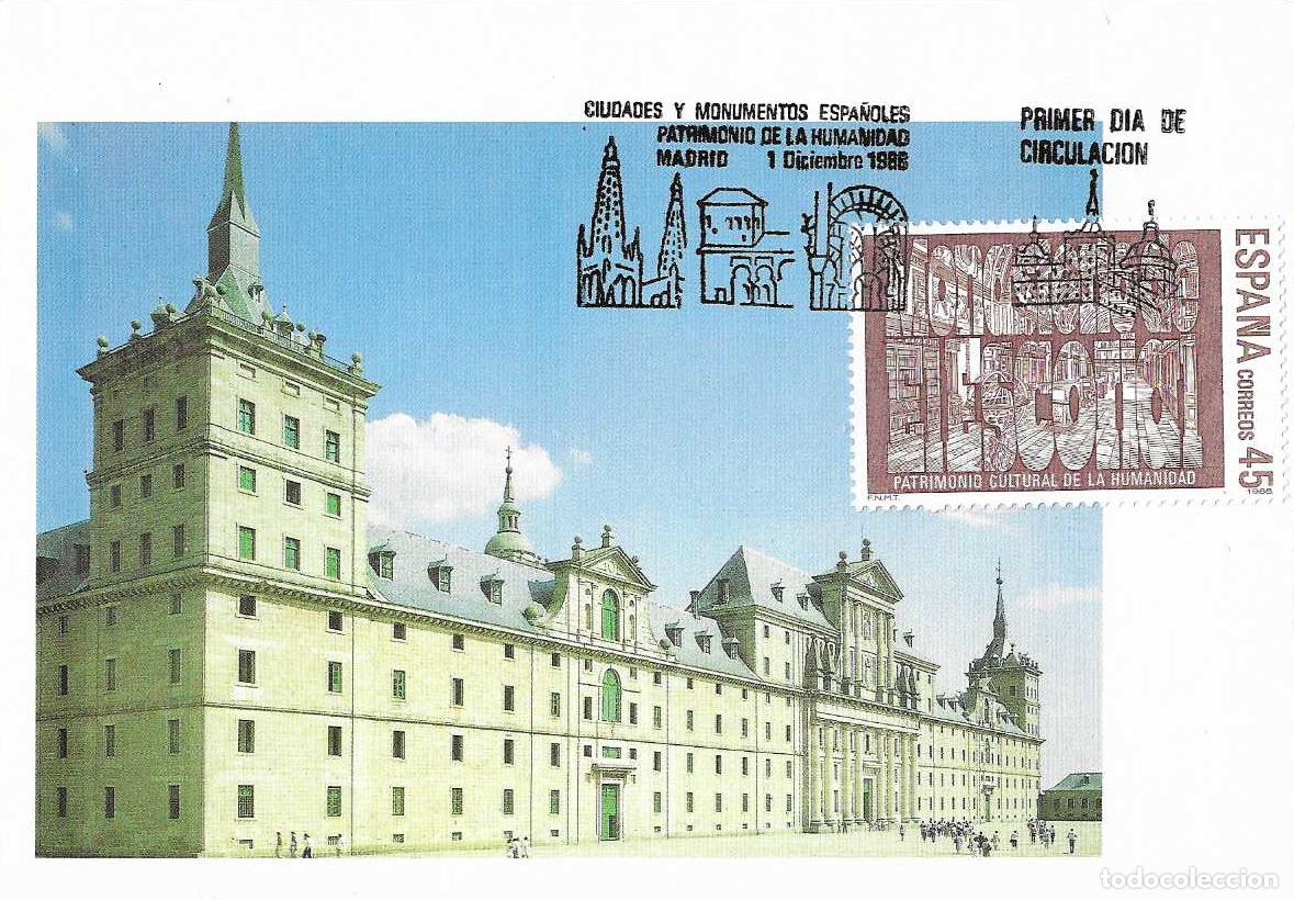 Sellos: MONASTERIO DE SAN LORENZO DEL ESCORIAL PATRIMONIO DE LA HUMANIDAD 1988 (EDIFIL 2980) TM PRIMER DIA