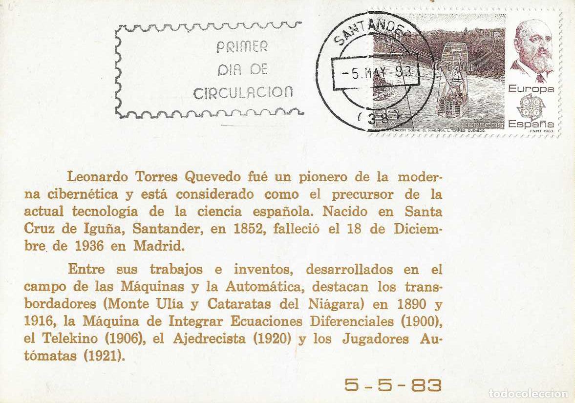 Sellos: L TORRES QUEVEDO TRANSBORDADOR NIAGARA EUROPA 1983 (EDIFIL 2704) TM PD MOD 2 MATASELLOS SANTANDER