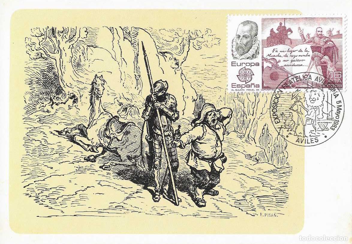 Sellos: CERVANTES EL INGENIOSO HIDALDO DON QUIJOTE DE LA MANCHA EUROPA 1983 (EDIFIL 2703) TM PD AVILES MOD 2