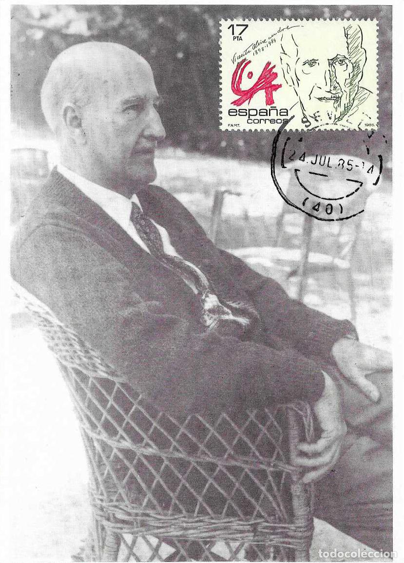 Sellos: VICENTE ALEIXANDRE PERSONAJES 1985 (EDIFIL 2808) TARJETA MAXIMA PRIMER DIA MATASELLOS SEVILLA RARO