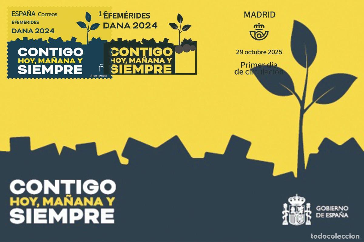 Sellos: Spain Espa&ntilde;a Espagne 2025 - Dana 2024 , Contigo hoy, ma&ntilde;ana y siempre carte maximum