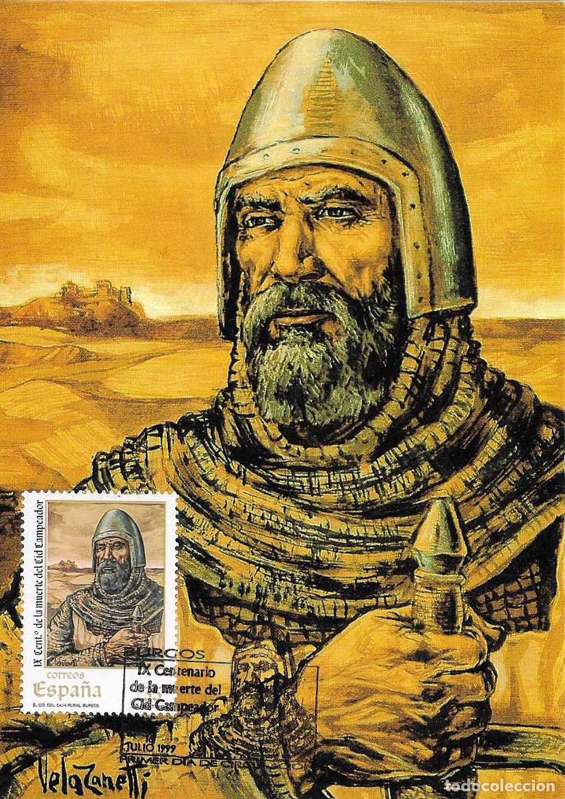 Sellos: EL CID CAMPEADOR IX CENTENARIO 1999 (EDIFIL 3655) TARJETA MAXIMA PRIMER DIA MATASELLOS BURGOS RARO