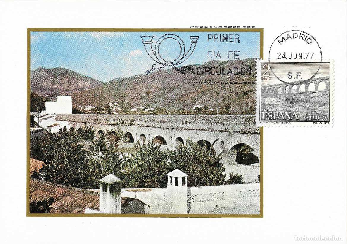 Sellos: ACUEDUCTO ROMANO DE ALMU&Ntilde;ECAR GRANADA TURISMO SERIE TURISTICA 1977 (EDIFIL 2418) EN TM PD MADRID