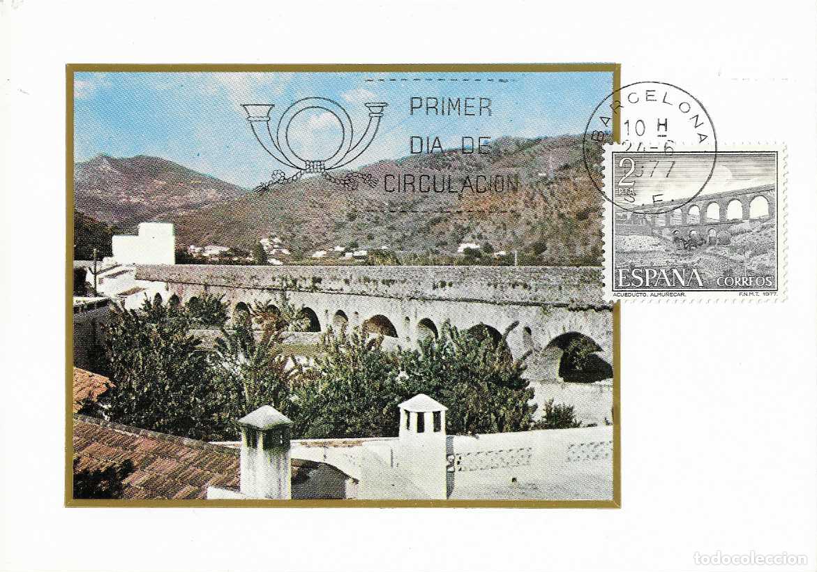 Sellos: ACUEDUCTO ROMANO DE ALMU&Ntilde;ECAR GRANADA TURISMO SERIE TURISTICA 1977 (EDIFIL 2418) EN TM PD BARCELONA