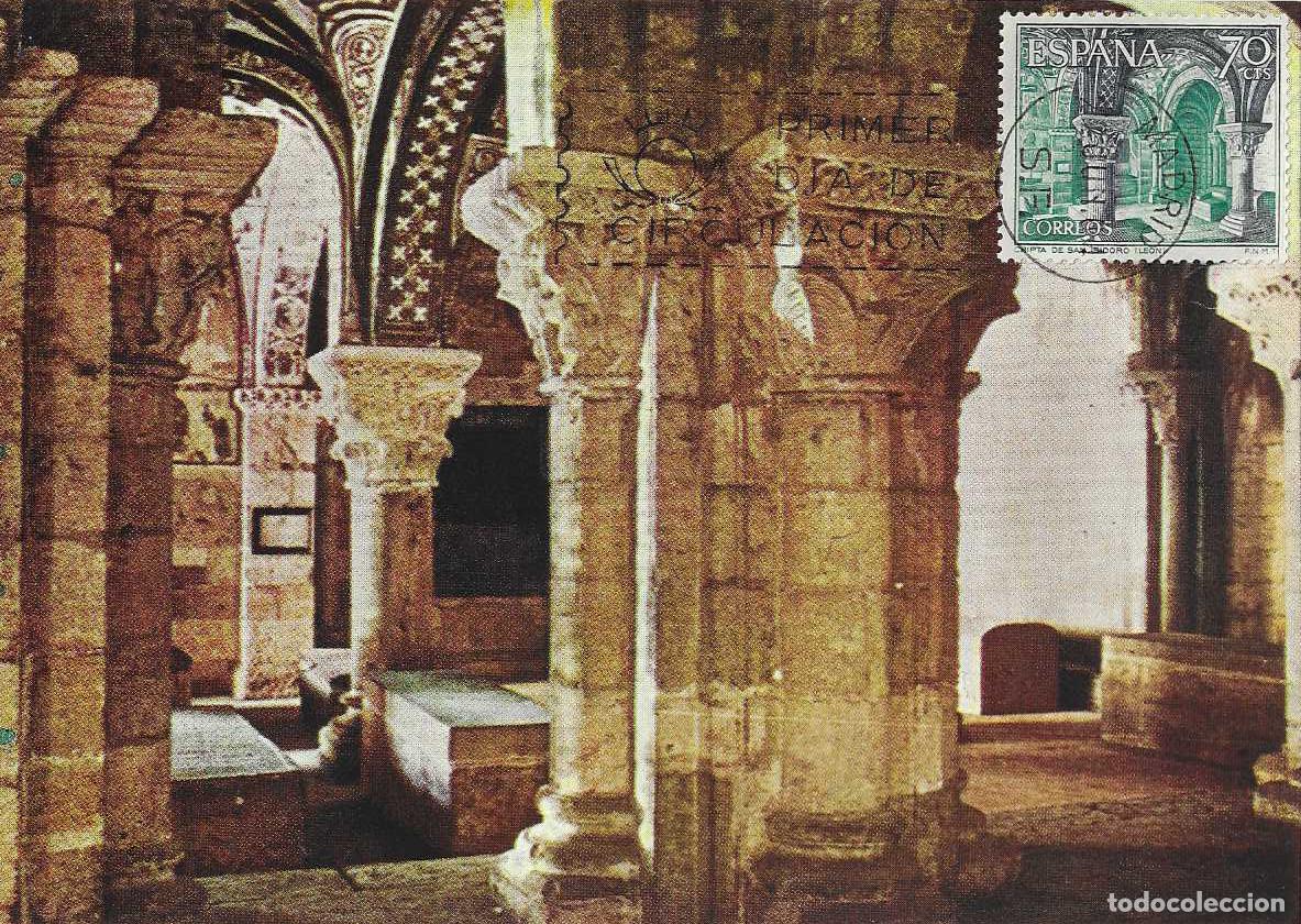 Sellos: CRIPTA DE SAN ISIDORO LEON TURISMO SERIE TURISTICA 1964 (EDIFIL 1543) TARJETA MAXIMA PRIMER DIA MPM
