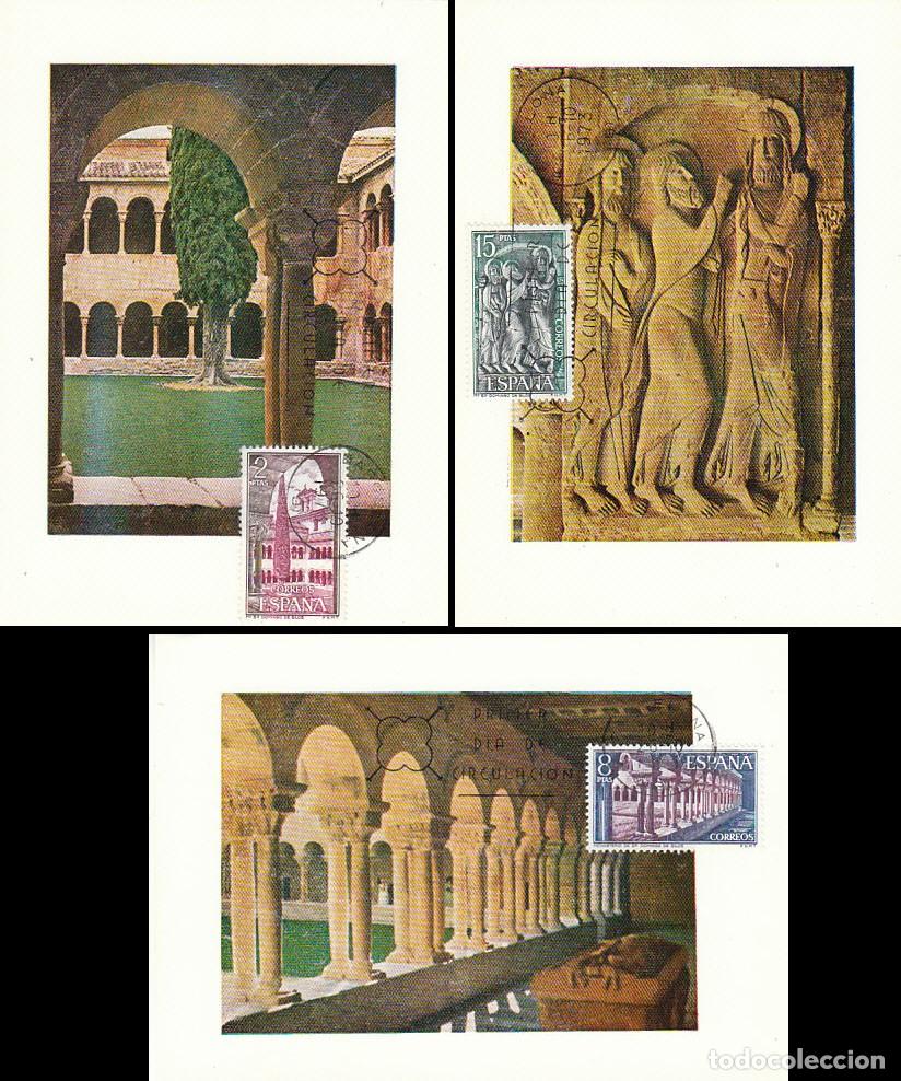 Sellos: EDIFIL 2159/61, MONASTERIO DE SILOS (BURGOS), TARJETA MAXIMA DE PRIMER DIA 26-10-1973 SERIE COMPLETA