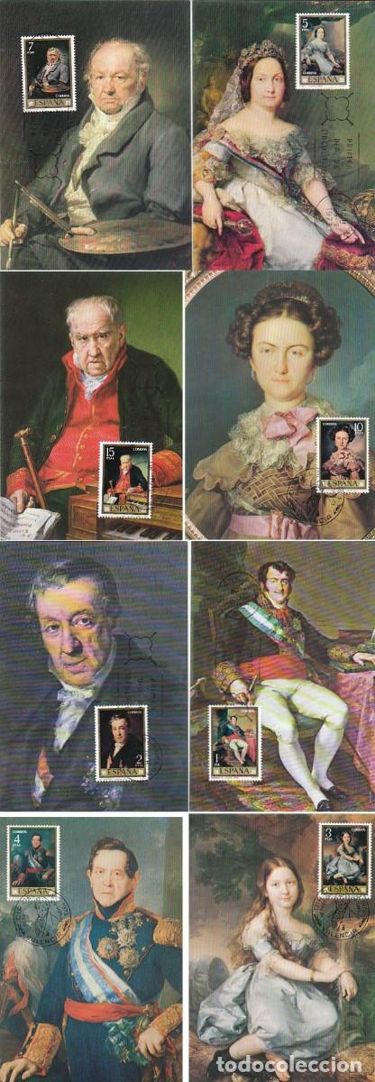 Sellos: EDIFIL 2146/53, ARTE, VICENTE LOPEZ , 8 TARJETAS MAXIMAS DE PRIMER DIA DE 29-9-1973, SERIE COMPLETA