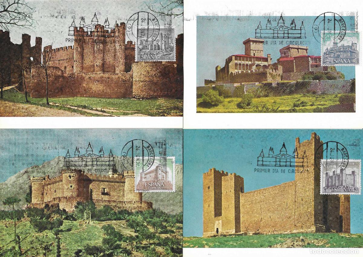Sellos: CASTILLOS DE ESPA&Ntilde;A 1970 (EDIFIL 1977/81) CINCO TARJETAS MAXIMAS PRIMER DIA MATASELLOS BARCELONA WXZ