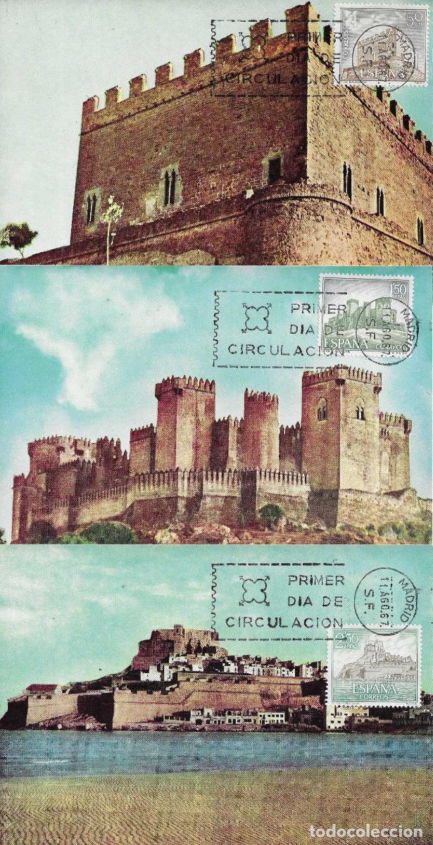Sellos: CASTILLOS DE ESPA&Ntilde;A 1967 (EDIFIL 1809/16) EN OCHO TARJETAS MAXIMAS PRIMER DIA MPM