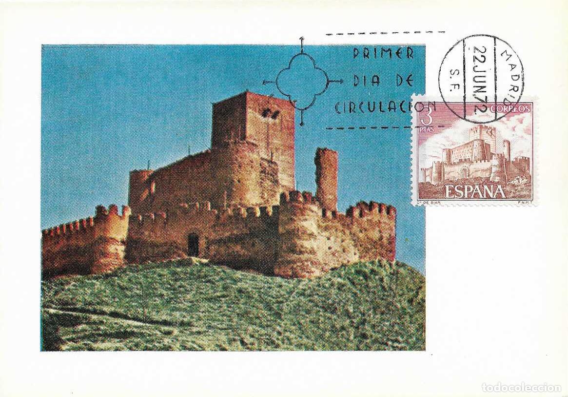 Sellos: CASTILLO DE BIAR ALICANTE CASTILLOS 1972 (EDIFIL 2095) EN TARJETA MAXIMA PRIMER DIA MPM