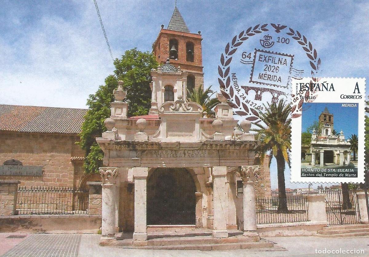 Sellos: TARJETA MAXIMA CON MATASELLO EXFILNA 2026 M&Eacute;RIDA, EN TU SELLO &ldquo;HORNITO DE SANTA EULALIA&rdquo;