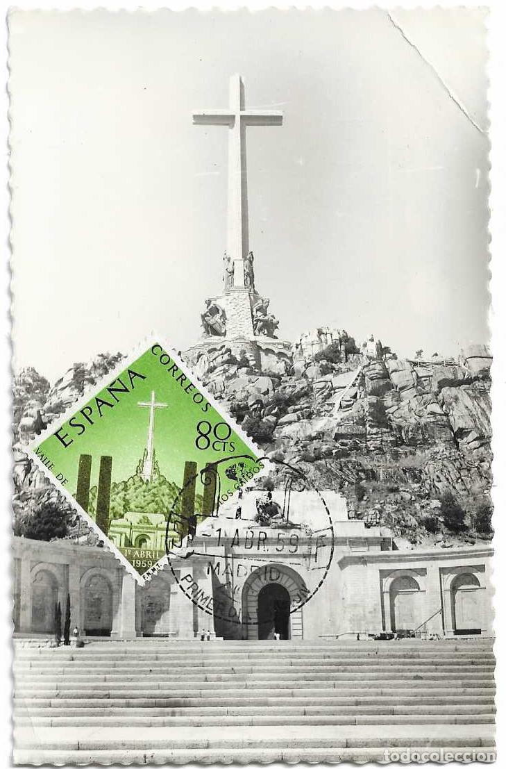 Sellos: MONASTERIO VALLE DE LOS CAIDOS INAUGURACION 1959 (EDIFIL 1248) TARJETA MAXIMA PRIMER DIA MOD 1 RARO
