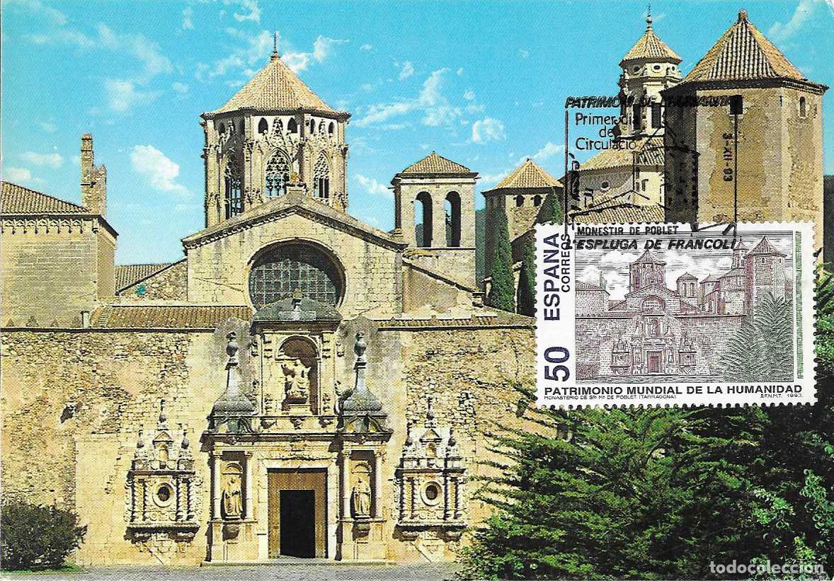 Sellos: MONASTERIO POBLET PATRIMONIO MUNDIAL DE LA HUMANIDAD 1993 (EDIFIL 3276) TM PD ESPLUGA FRANCOLI RARO