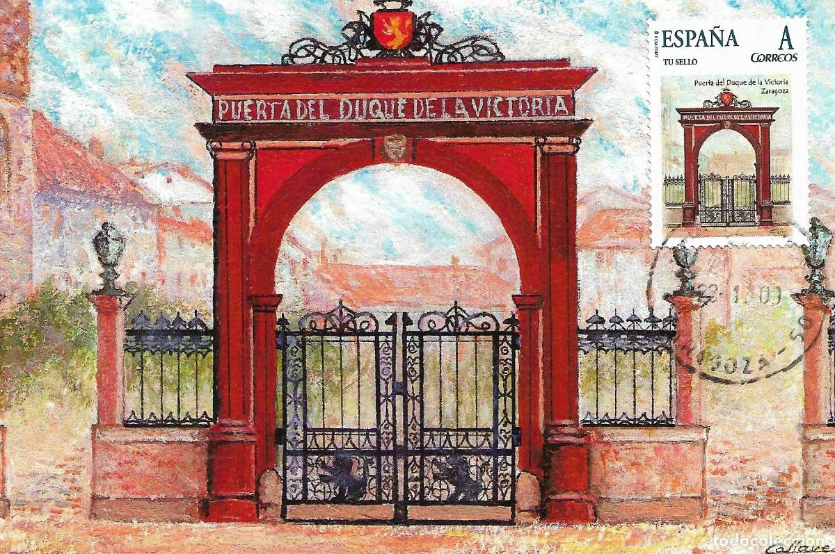 Sellos: ESPA&Ntilde;A. TARJETA MAXIMA. PUERTA DEL DUQUE. ZARAGOZA