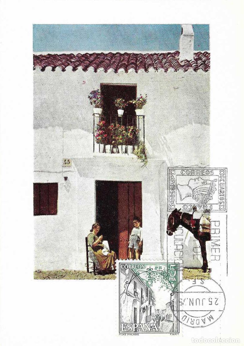 Sellos: BURRO TAXI DE MIJAS MALAGA SERIE TURISTICA 1975 (EDIFIL 2270) TARJETA MAXIMA PRIMER DIA MADRID RARO