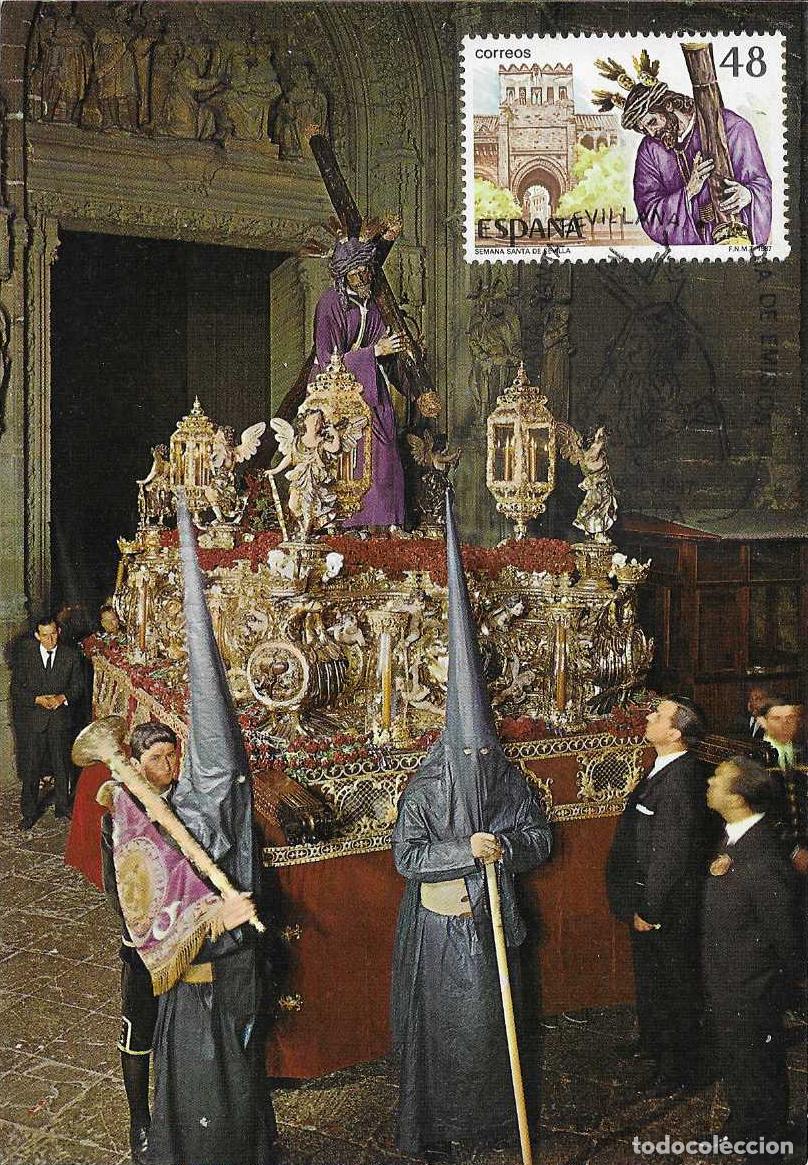 Sellos: SEMANA SANTA SEVILLA GRANDES FIESTAS POPULARES 1987 (EDIFIL 2899) EN TM PD MOD 2 MATASELLOS SEVILLA