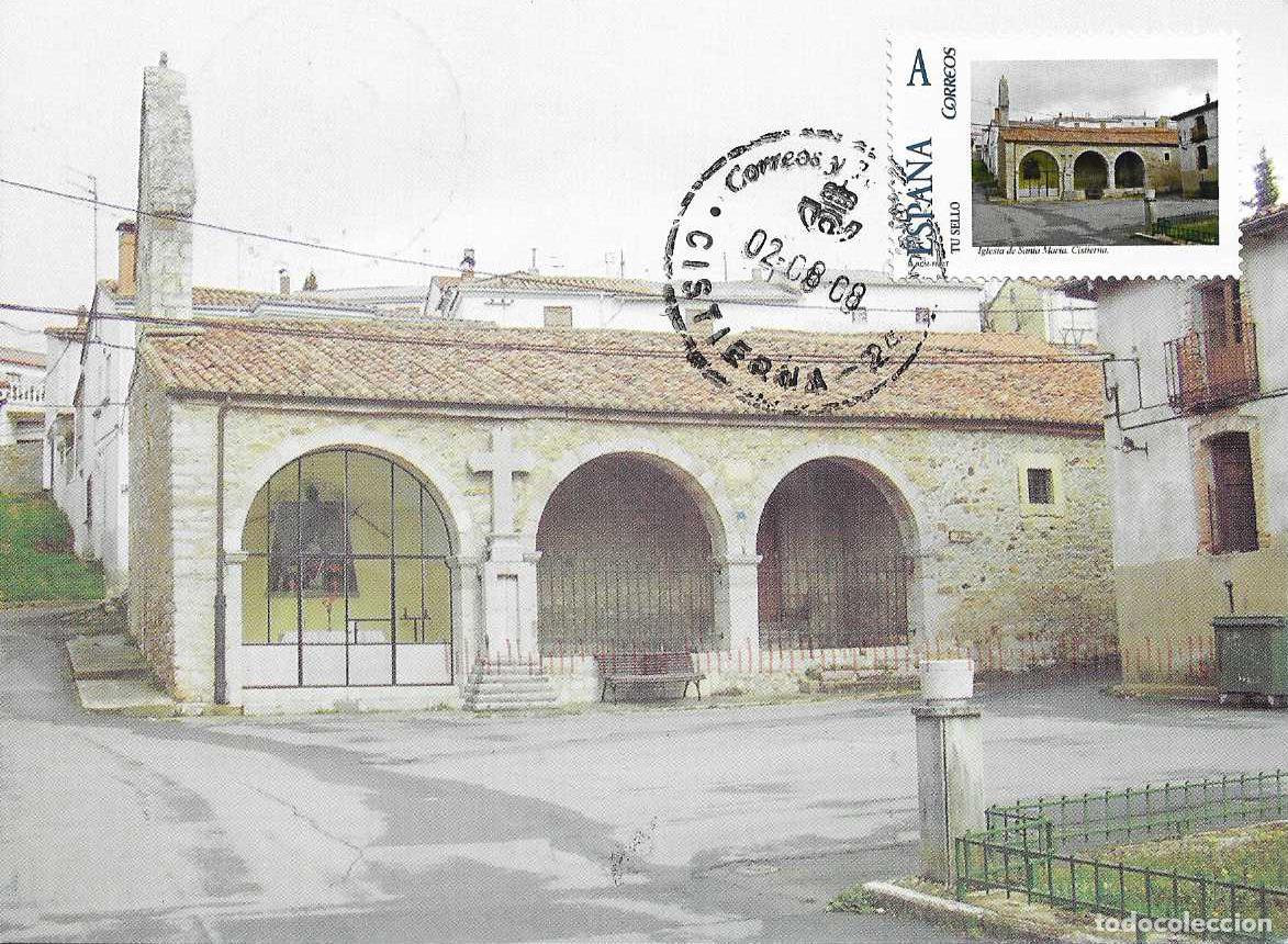 Sellos: RARO TU SELLO IGLESIA SANTA MARIA CISTIERNA LEON 2008. BONITA TARJETA MAXIMA MATASELLO CISTIERNA VER