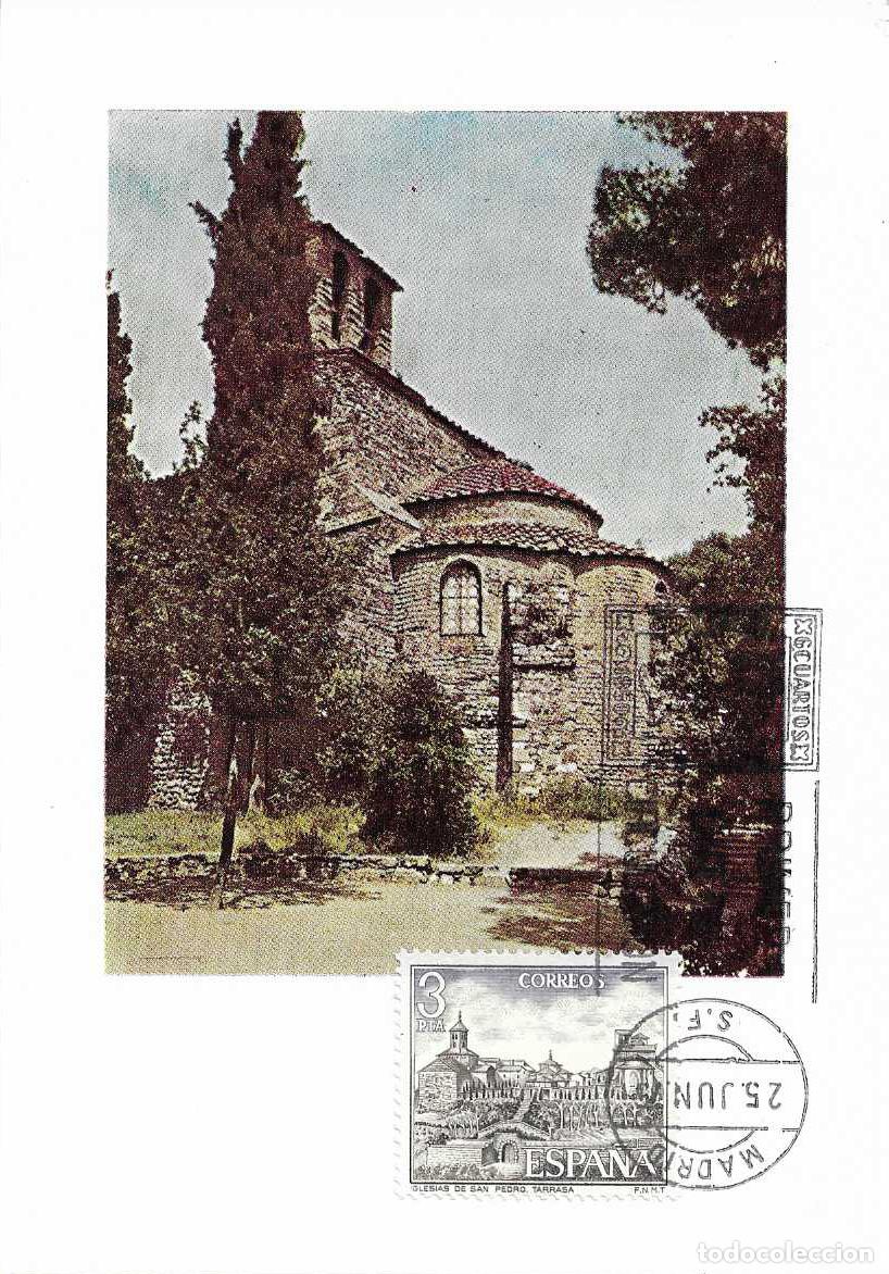 Sellos: IGLESIA DE SAN PEDRO EN TARRASA SERIE TURISTICA 1975 (EDIFIL 2268) EN TM PRIMER DIA MADRID RARO ASI