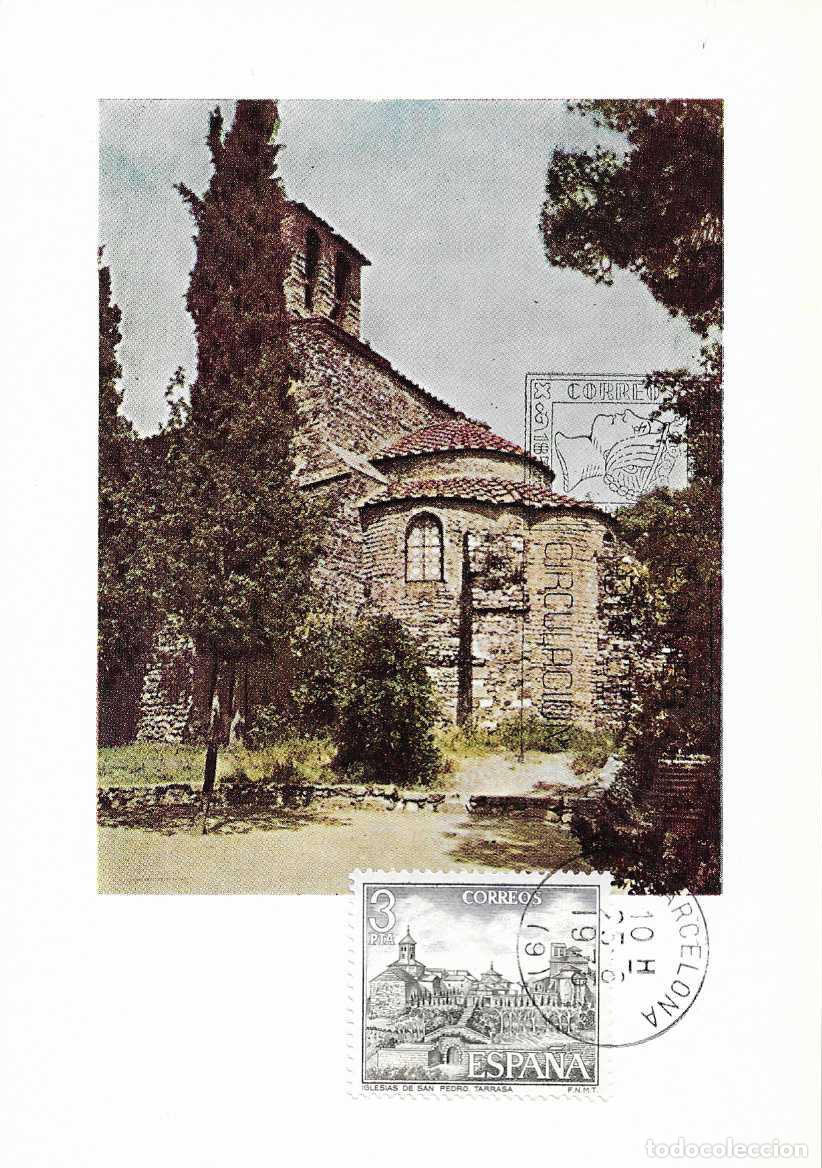Sellos: IGLESIA DE SAN PEDRO EN TARRASA SERIE TURISTICA 1975 (EDIFIL 2268) TM PRIMER DIA BARCELONA RARO ASI