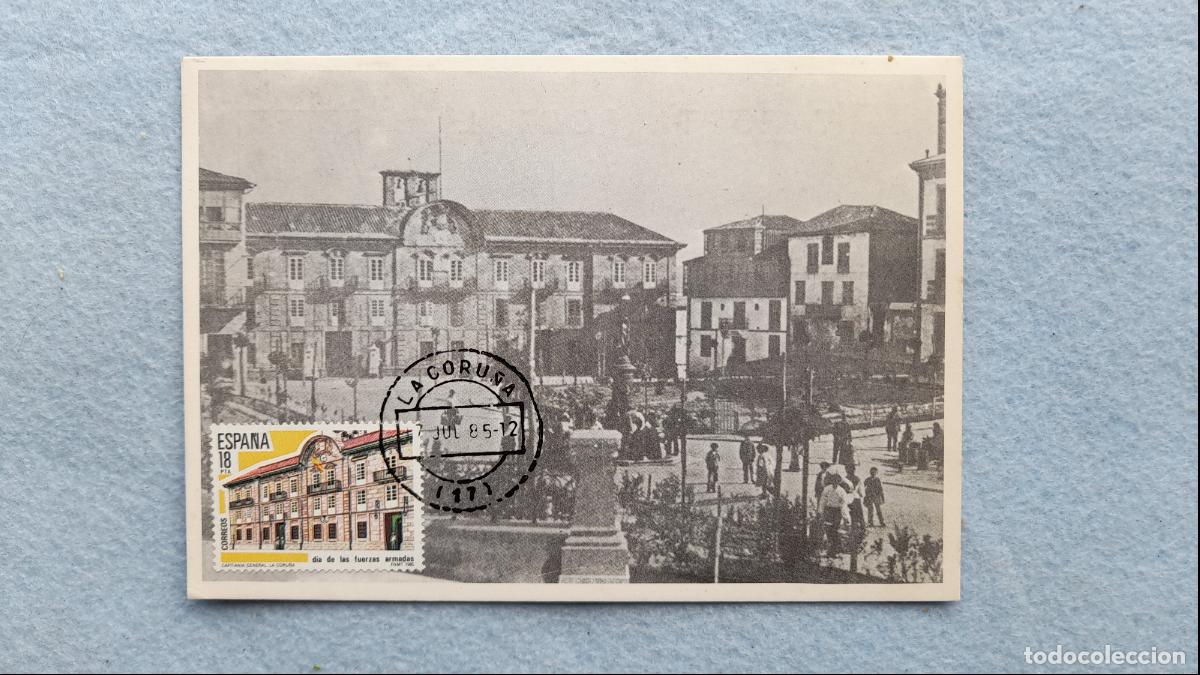 Briefmarken: Tarjeta M&aacute;xima Di&aacute; de la Fuerzas Armadas. La Coru&ntilde;a. Circulada el 7 de julio de 1985.