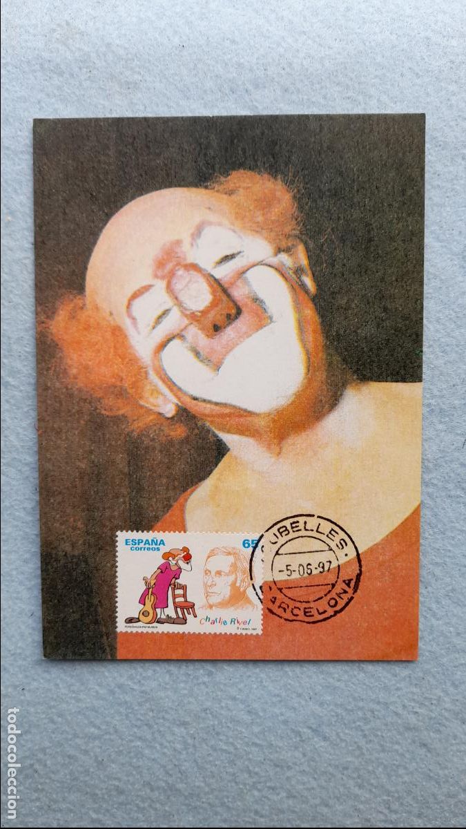 Briefmarken: Tarjeta M&aacute;xima Chalie Rivel. Circulada el 5 de junio de 1997.