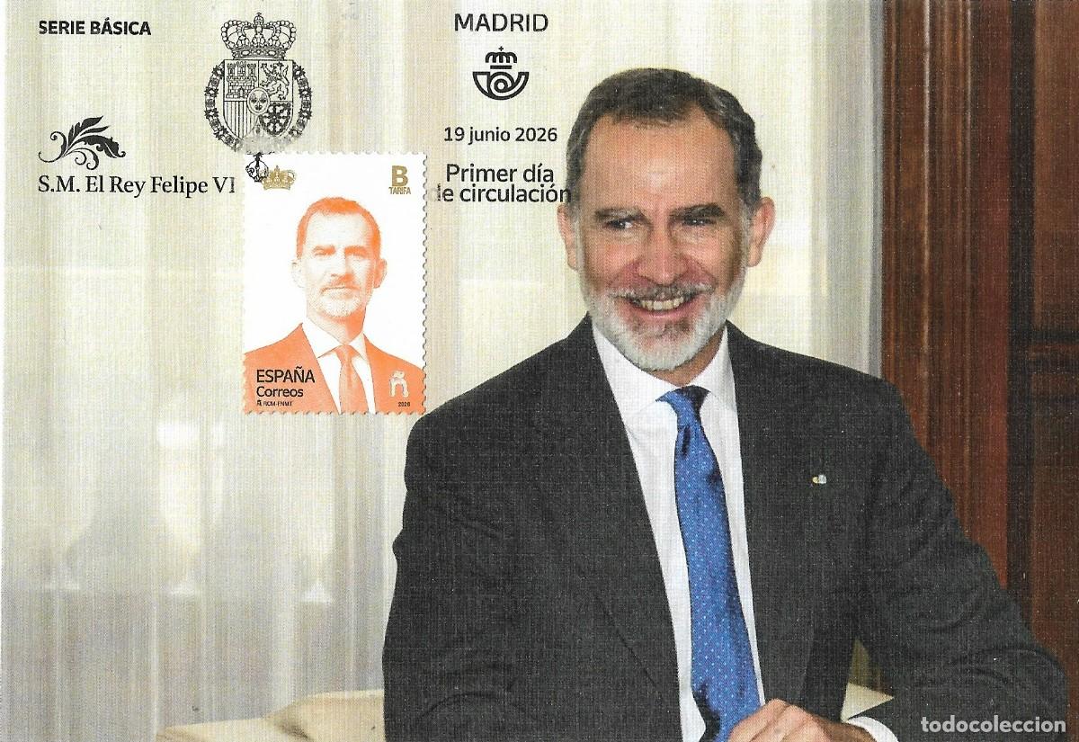 Briefmarken: ESPA&Ntilde;A. TARJETA MAXIMA PRIMER DIA. REY FELIPE VI. 2026