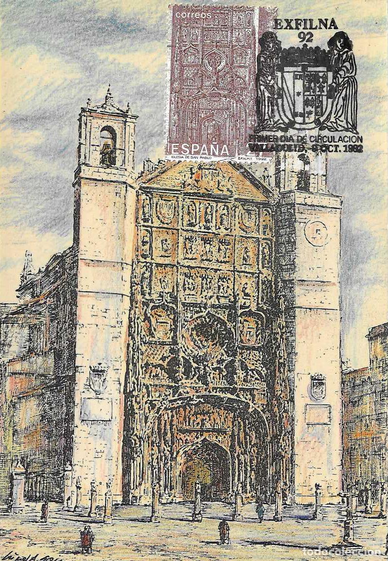 Stamps: IGLESIA DE SAN PABLO VALLADOLID EXFILNA 1992 (EDIFIL 3221 3222) EN TM PD MOD 2 MATASELLOS VALLADOLID