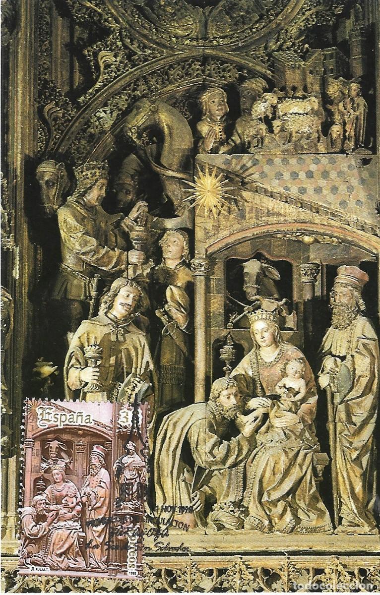 Selos: ESPA&Ntilde;A. TARJETA MAXIMA PRIMER DIA. RETABLO DEL ALTAR MAYOR DE LA CATEDRAL DE ZARAGOZA. 1998