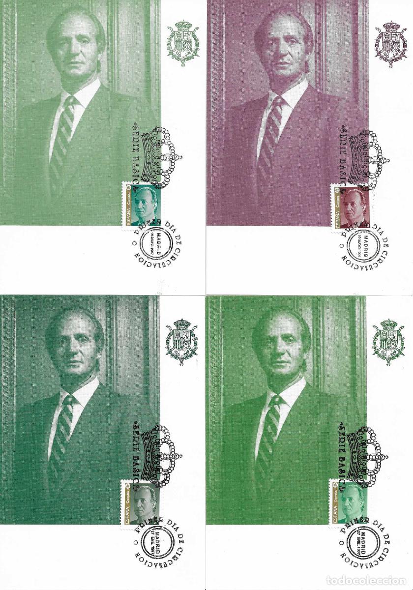 Francobolli: SM EL REY DON JUAN CARLOS I 1997 (EDIFIL 3465/68) EN CUATRO TARJETAS MAXIMAS PRIMER DIA RARO ASI VER