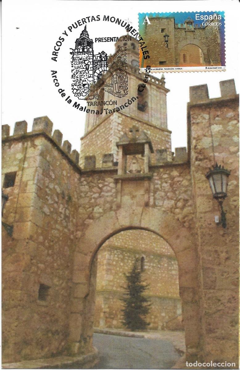 Selos: ESPA&Ntilde;A. TARJETA MAXIMA PRIMER DIA. ARCO DE LA MALENA. TARANCON. 2014