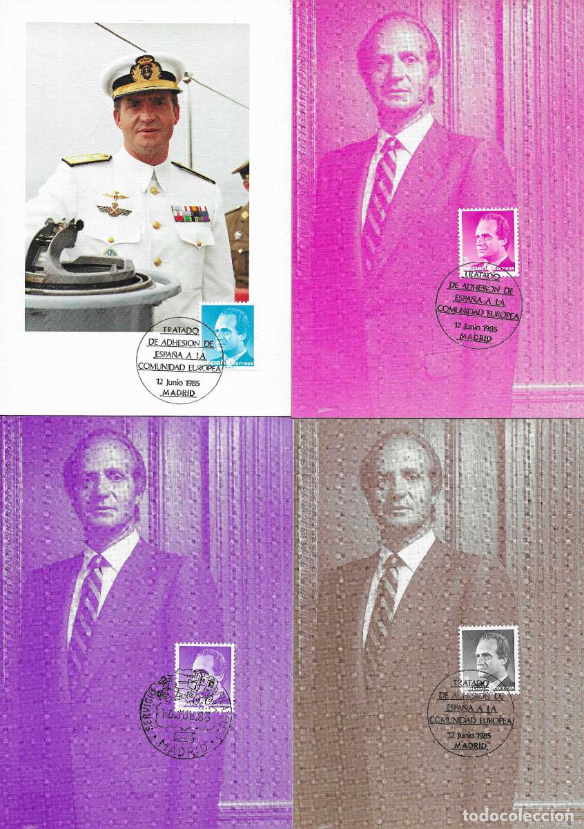 Sellos: SM EL REY DON JUAN CARLOS I 1985 (EDIFIL 2794/2801) EN OCHO TARJETAS MAXIMAS PRIMER DIA MADRID VER
