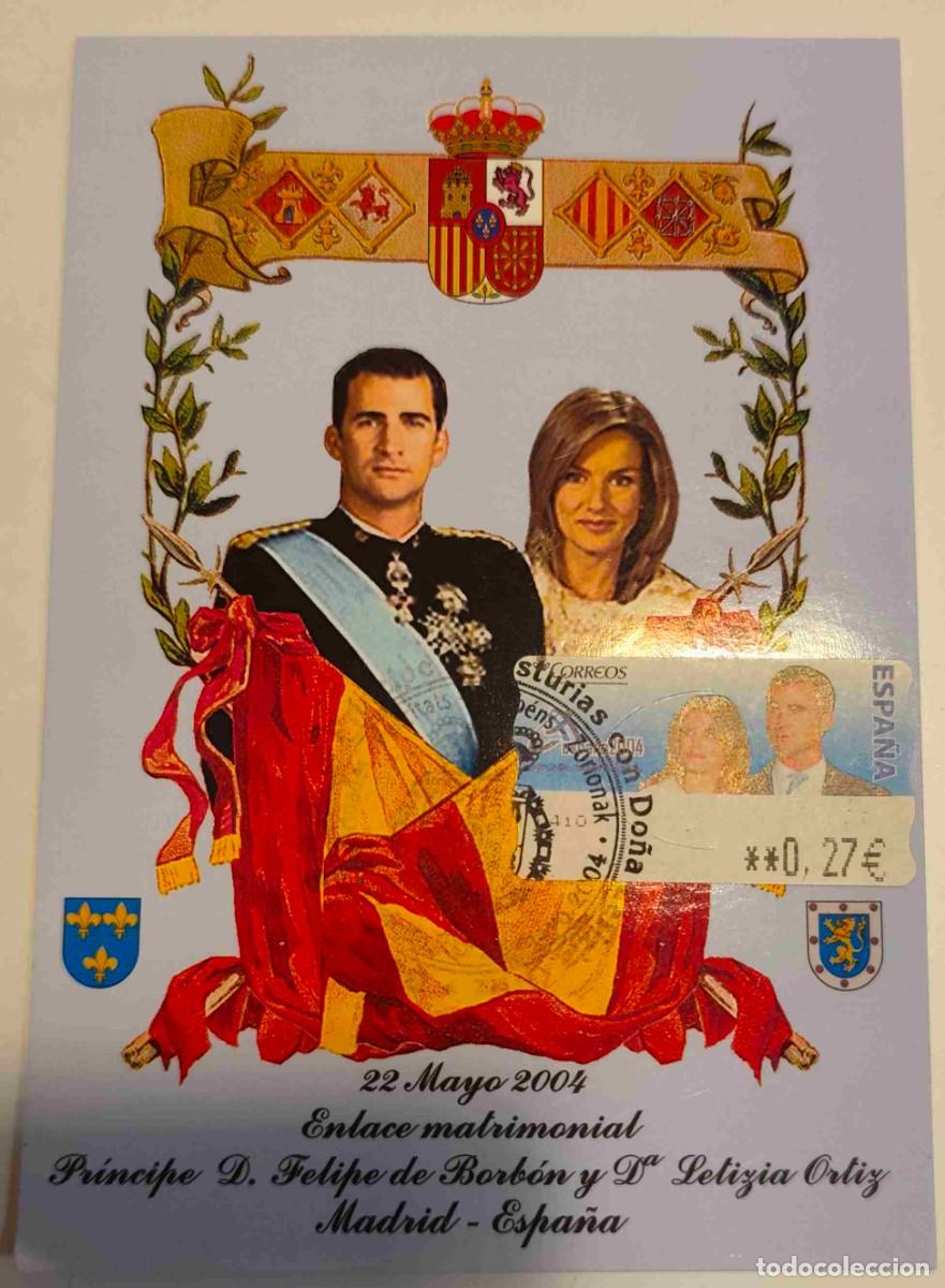 Sellos: TARJETA MAXIMA ENLACE MATRIMONIAL PRINCIPE D.FELIPE DE BORBON Y D&Ntilde;A LETICIA ORTIZ CON ATM 0,27 &euro; S/C