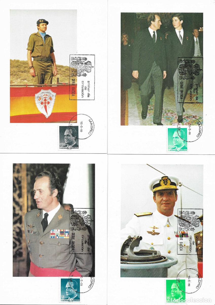 Sellos: SM REY DON JUAN CARLOS I 1989 (EDIFIL 3001/07) EN SIETE TARJETAS MAXIMAS PRIMER DIA MADRID RARO VER