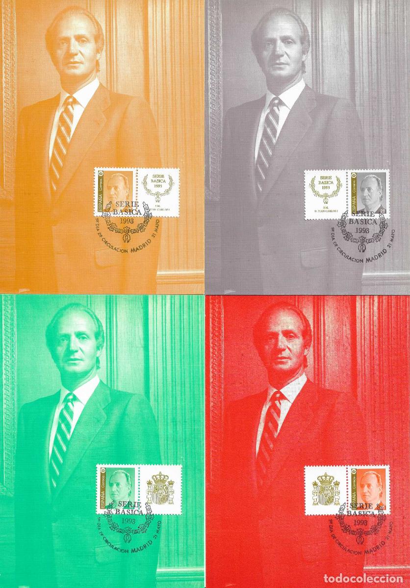 Sellos: SM REY DON JUAN CARLOS I 1993 (EDIFIL 3259A/3262A) EN CUATRO TM PD MOD 2 CU&Ntilde;O MADRID RARO ASI VER