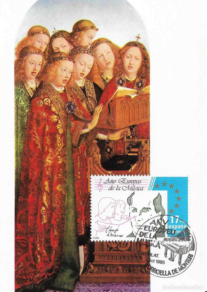 Stamps: TOMAS LUIS DE VICTORIA A&Ntilde;O EUROPEO MUSICA 1985 (EDIFIL 2804) TM TORROELLA DE MONTGRI (GERONA) RARO