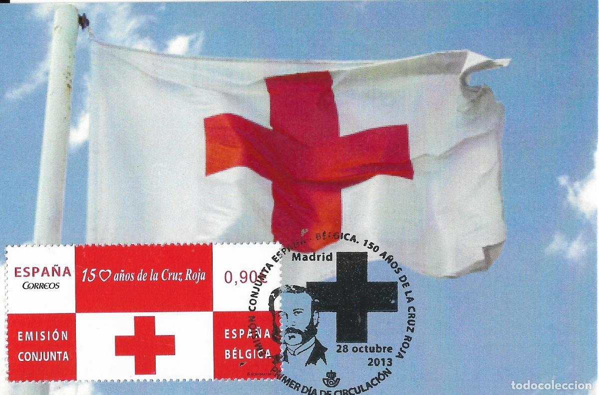 Sellos: ESPA&Ntilde;A. TARJETA MAXIMA PRIMER DIA. CRUZ ROJA. 2013