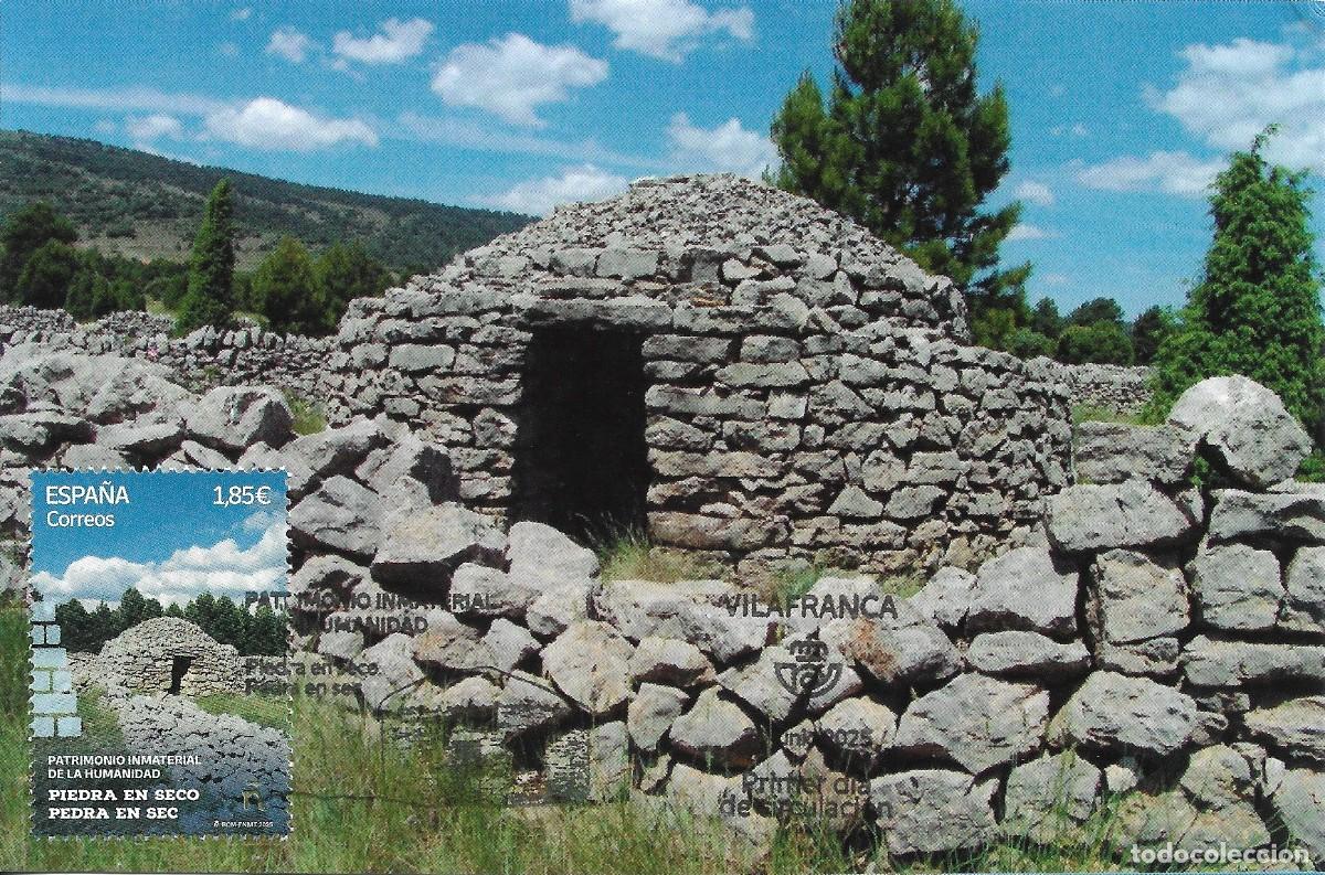 Sellos: ESPA&Ntilde;A. TARJETA MAXIMA PRIMER DIA. CONSTRUCCION DE PIEDRA EN SECO. PATRIMONIO DE LA HUMANIDAD. 2025