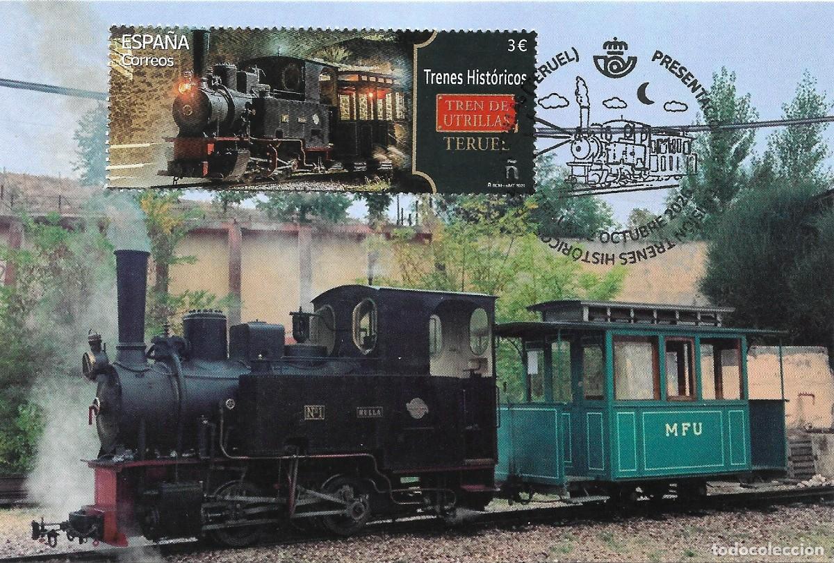 Sellos: ESPA&Ntilde;A. TARJETA MAXIMA. TRENES HISTORICOS. TREN DE UTRILLAS. 2026