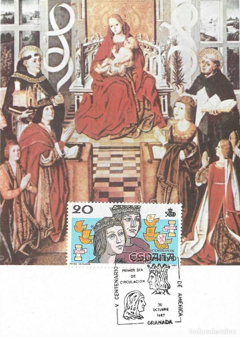 Sellos: REYES CATOLICOS V CENTENARIO DESCUBRIMIENTO AMERICA 1987 (EDIFIL 2920) EN TM PD MATASELLOS GRANADA