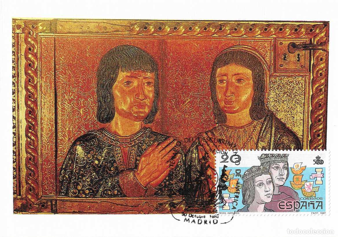 Sellos: REYES CATOLICOS V CENTENARIO DESCUBRIMIENTO AMERICA 1987 (EDIFIL 2920) EN RARA TM PD CU&Ntilde;O MADRID