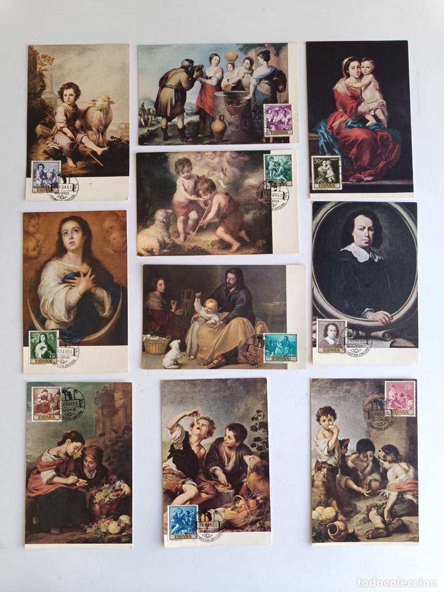 Sellos: M&Aacute;XIMAS PRIMER DIA - 1960 MURILLO - NUMEROS 1270 A 1279 - 10 VALORES COMPLETA