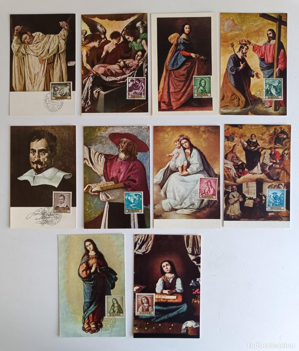 Sellos: M&Aacute;XIMAS PRIMER DIA - 1962 ZURBAR&Aacute;N - NUMEROS 1418 - 1427 - 10 VALORES COMPLETA