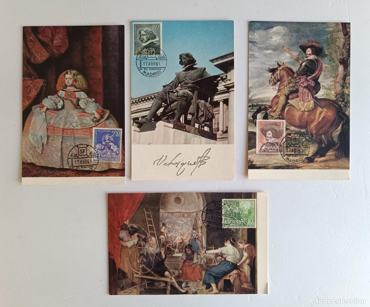 Sellos: M&Aacute;XIMAS PRIMER DIA - 1961 III CENTENARIO MUERTE DE VELAZQUEZ - NUM. 1340- 1343 - 4 VALORES COMPLETA
