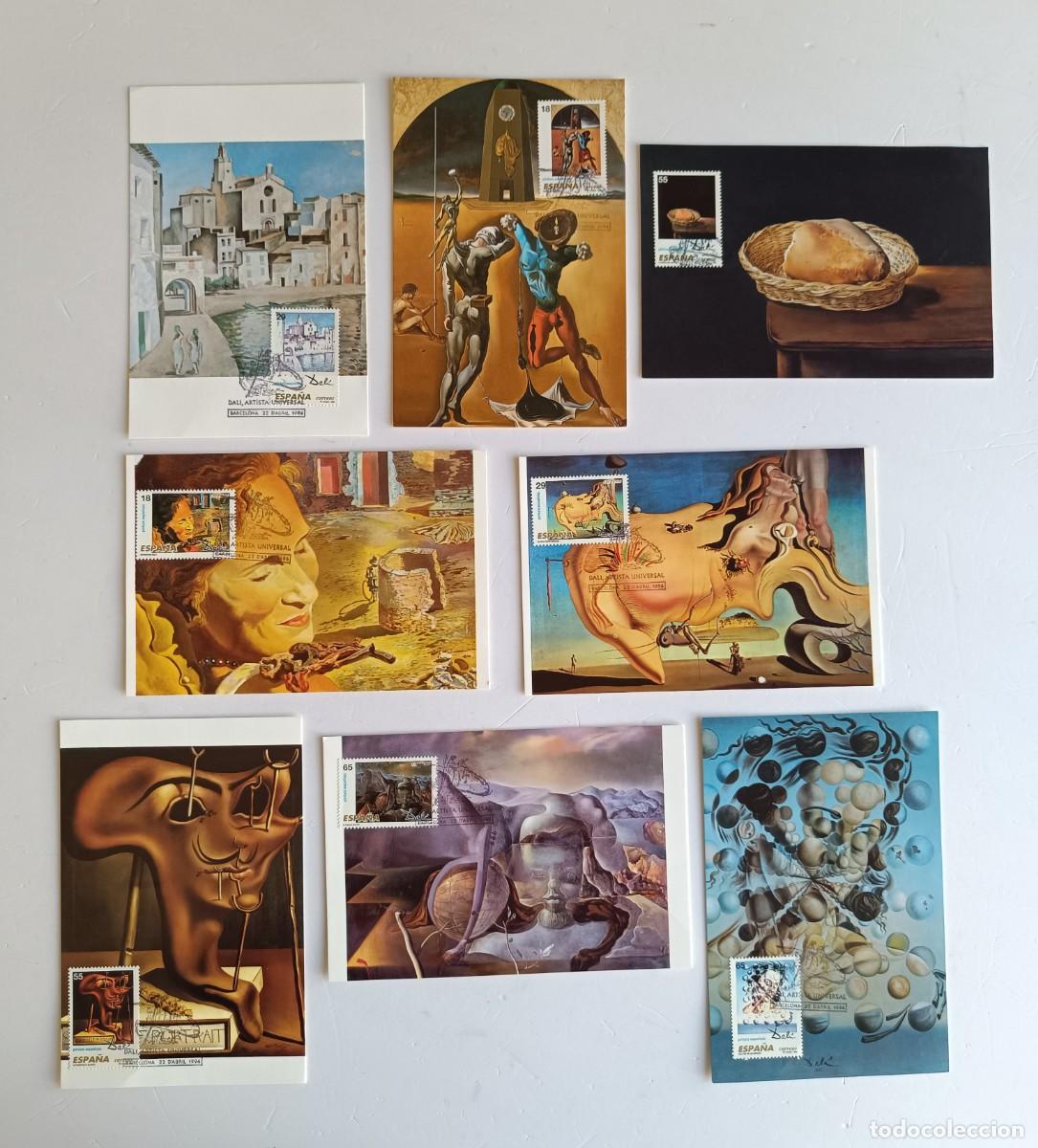 Sellos: M&Aacute;XIMAS - 1994 SALVADOR DAL&Iacute; - MATASELLOS BARCELONA - NUMEROS 3289- 3296 - 8 VALORES COMPLETA